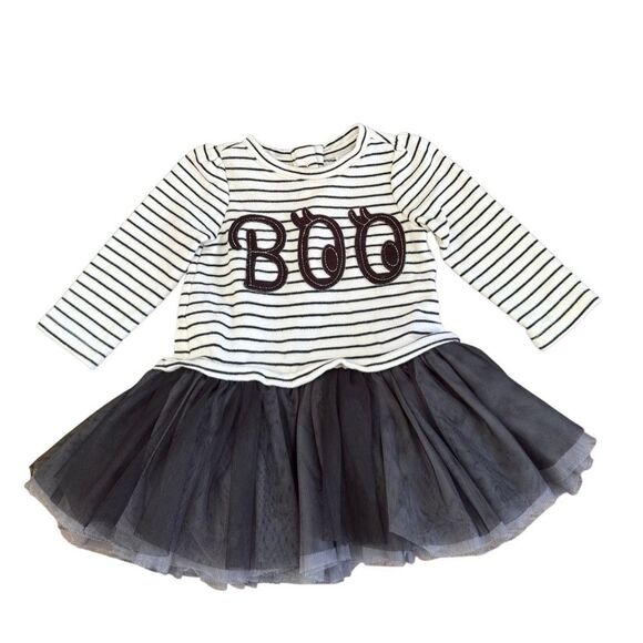 Gap Baby BOO Stripe Tulle Costume Halloween Spooky Dress Size 6-12 Months - Picture 5 of 7